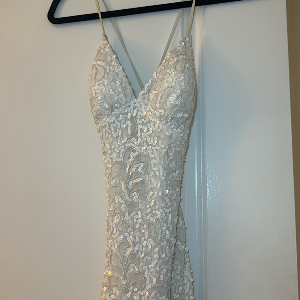 Scala white prom dress only worn once in great condition